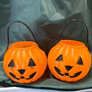 Vintage Orange Pumpkin Candy Buckets